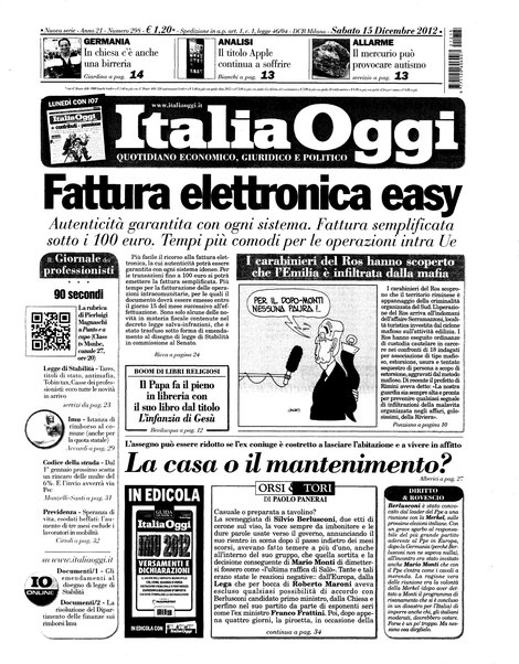 Italia oggi : quotidiano di economia finanza e politica